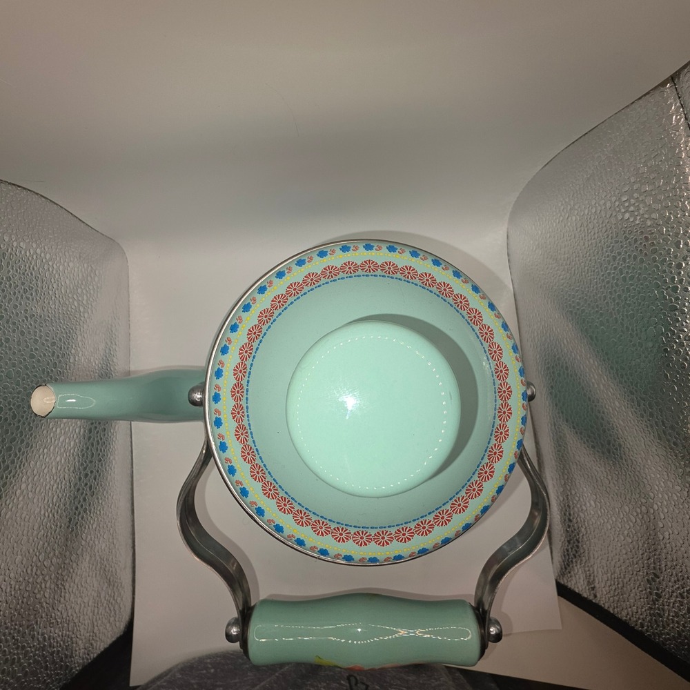 The Pioneer Woman Breezy Blossom Teal Floral Enamel on Steel Tea Kettle - Picture 7 of 10